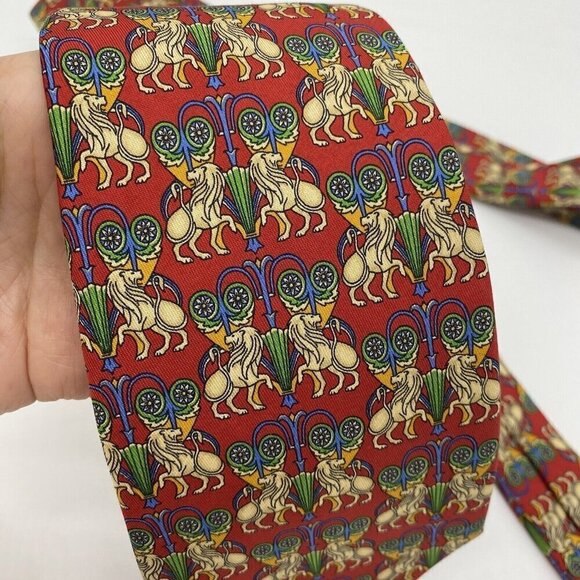 Salvatore Ferragamo | Accessories | Salvatore Ferragamo Tie  Salvatore Ferragamo Tie Red Royal Double Lion Silk Luxury Necktie